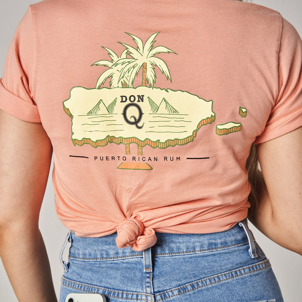 DON Q UNISEX SHORT SLEEVE TEE PALM TREES WITH PR MAP